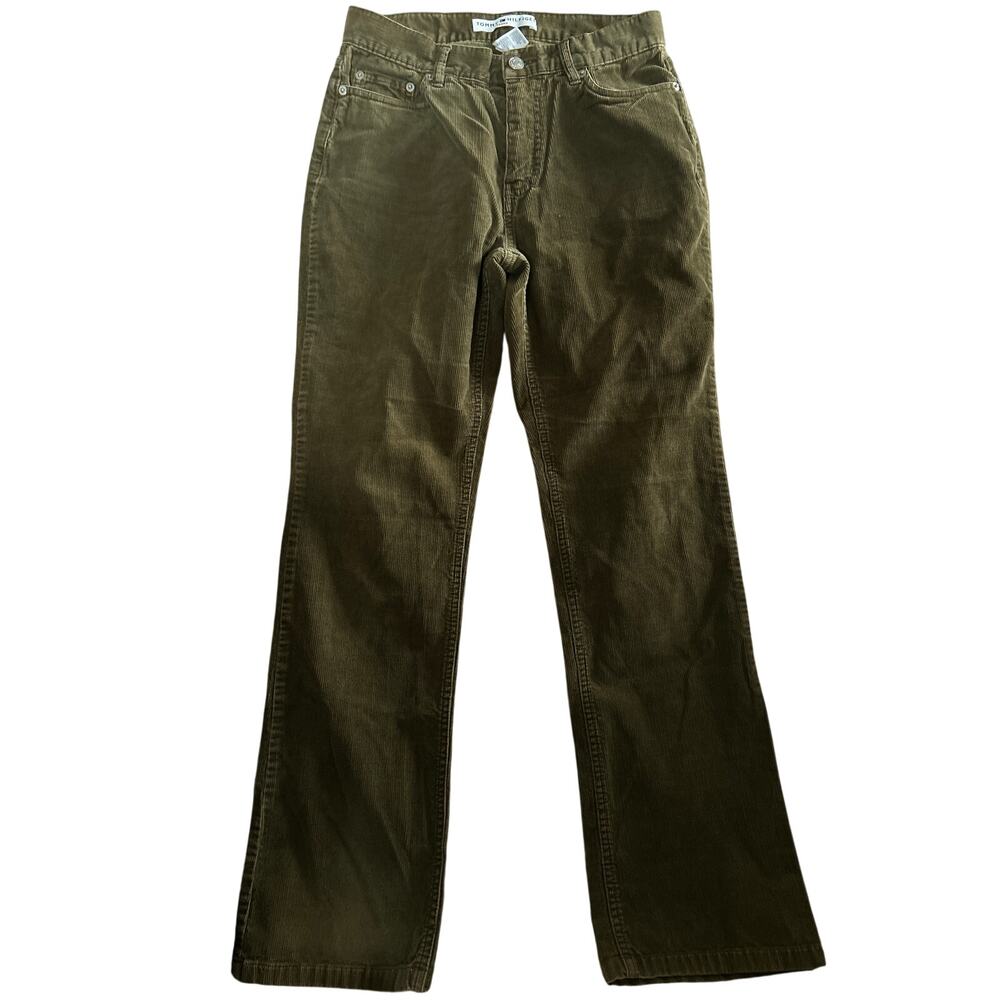 VTG Tommy Hilfiger Fine Wale Corduroy Jeans 4 Olive Green Y2K